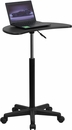 Height Adjustable Mobile Laptop Computer Desk with  Black Top