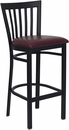 HERCULES Black School House Back Metal Restaurant Bar Stool - Burgundy Vinyl Seat