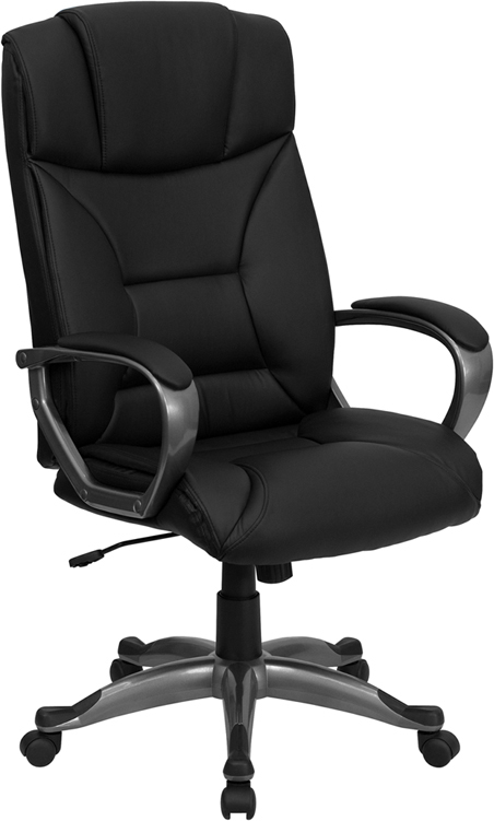 High Back Swivel Double Padded Soft Black Leather Executive Office Chair