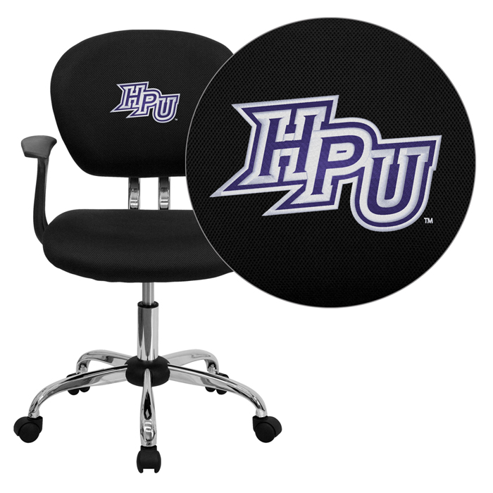 High Point University Panthers Black Mesh Task Chair with Arms