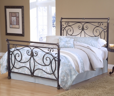 Hillsdale Brady Bed Set Queen with 6 Leg Bed Frame  Antique Bronze - click to enlarge