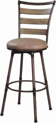Hillsdale Thornhill Ladderback Swivel Stool with Putty Vinyl - click to enlarge