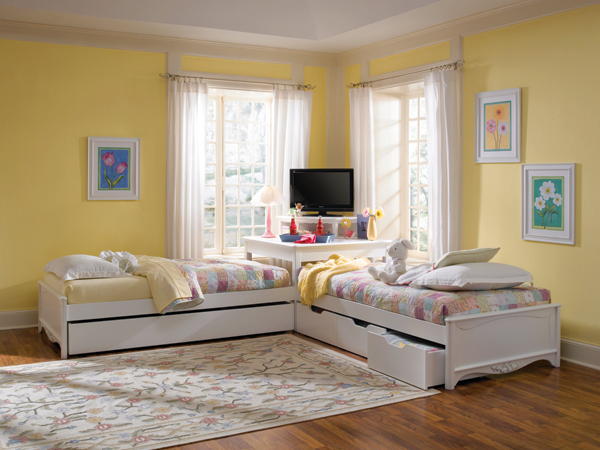 Lea Haley Bedroom Set with Twin Beds - White Finish - 012-923R-909