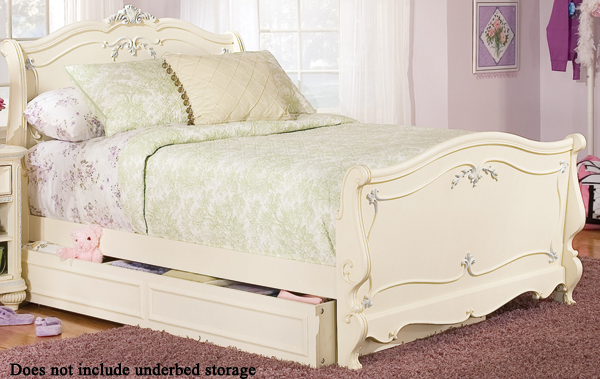 Lea Jessica McClintock Queen Sleigh Bed in Antique White - 203