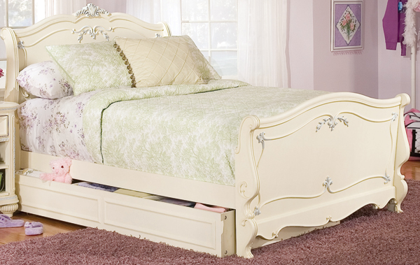 Lea Jessica McClintock Twin Sleigh Bed in Antique White - 203-938R