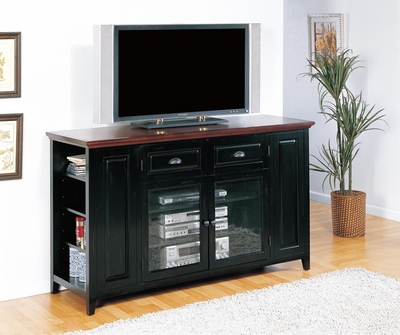 Leick Black Cherry High TV Stand, 62"W - click to enlarge