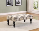 Linon Claire Butterfuly Fabric Bench with Black Legs