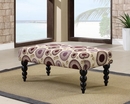 Linon Claire Purple Floral Bench with Black Legs