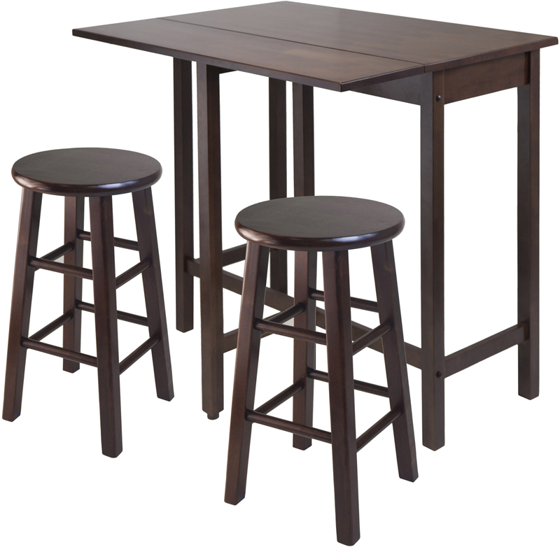 Winsome Lynnwood Drop Leaf Island Table with 2 Square Legs Stool