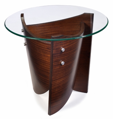 Magnussen Contour Round End Table with Cinnamon Finish - click to enlarge