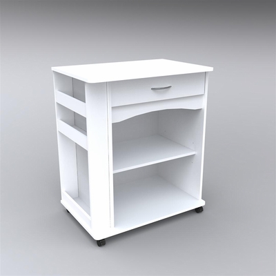 Microwave Cart with Side Storage in White - click to enlarge