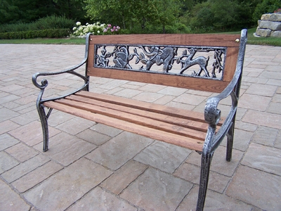 Oakland Living Antique Pewter Animal Kiddy Bench - click to enlarge