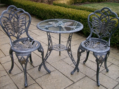 Oakland Living Butterfly 3Pc Bistro Set in Antique Pewter - click to enlarge