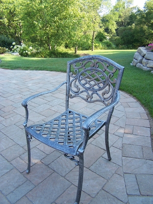 Oakland Living Mississippi Fully Welded Arm Chair in Antique Pewter - click to enlarge