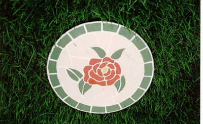 Oakland Living Mosaic Rose Stepping Stone in Black - click to enlarge
