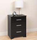 Prepac Coal Harbor Black Tall 3 Drawer Night Stand