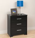 Prepac Coal Harbor Black Tall & Wide 3 Drawer Night Stand with Lock