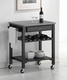 Quebec Black Wheeled Modern Kitchen Cart with Granite Countertop - click to enlarge