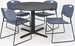 Regency Grey 48" Round Lunchroom Table & 4 Blue Zeng Stack Chairs
