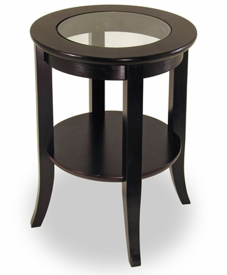 Round End Table with Glass Top - 92218 - Winsome Wood Trading