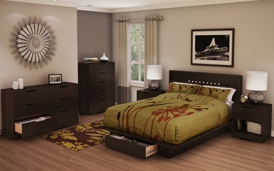 South Shore Holland Full/Queen Platform Bedroom Set in Mocha - click to enlarge
