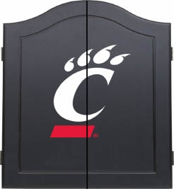 Sports Fan Cincinatti Bearcats Black Dart Board Cabinet - click to enlarge