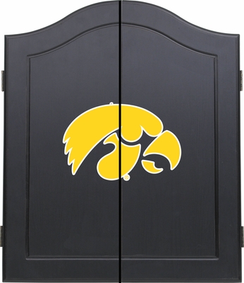 Sports Fan Iowa Hawkeyes Black Dart Board Cabinet - click to enlarge
