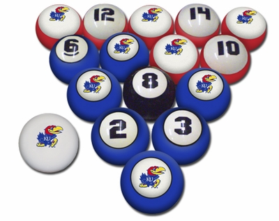 Sports Fan Kansas Jayhawks Dual Color Billiard Ball Set - click to enlarge