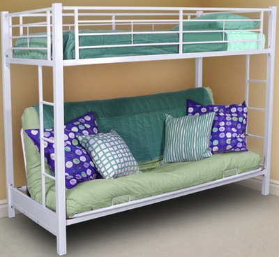 Sunrise Twin Over Futon Bunk Bed in White - Walker Edison BTOFWH - click to enlarge