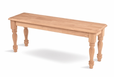 Unfinished Farmhouse Bench Parawood - BE-47 - International Concepts