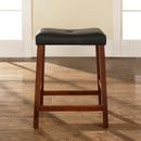 Upholstered Saddle Seat Bar Stool - Classic Cherry with 24 Seat Height