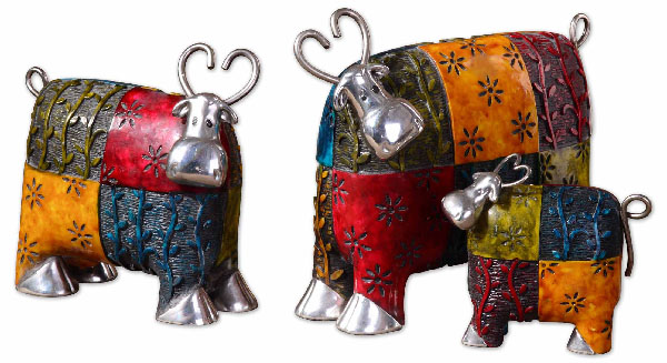 Colorful Cows Tabletop Accessories - Set of 3