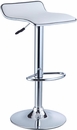 White Faux Leather / Chrome Thin Seat Adjustable Height Bar Stool - Set of 2
