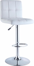 White Quilted Faux Leather & Chrome Adjustable Height Bar Stool