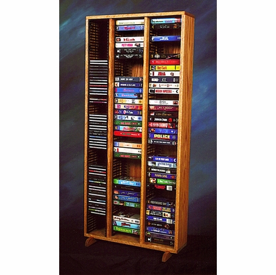 Wood Shed Solid Oak CD - VHS Media Tower - 313-4CD-VHS - Wood Shed ...