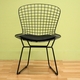 Zane Black Steel Wire Frame Side Chair with Vinyl Seat Pad - click to enlarge
