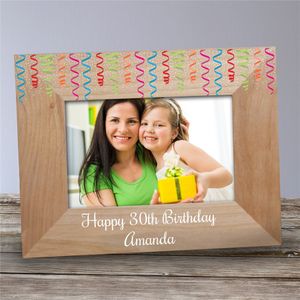 Personalized Birthday Confetti And Ribbons Wood Frame