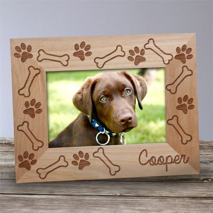 Personalized Bones & Paws Wood Frame