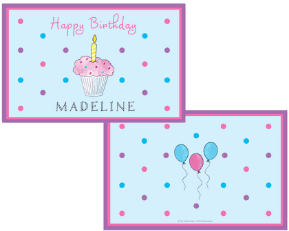 Personalized Childrens Birthday Cupcake Placemat
