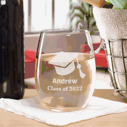 Personalized Class Of Graduation Stemless Wine Glass