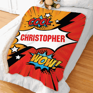 Personalized Comic Scene Sherpa Blanket