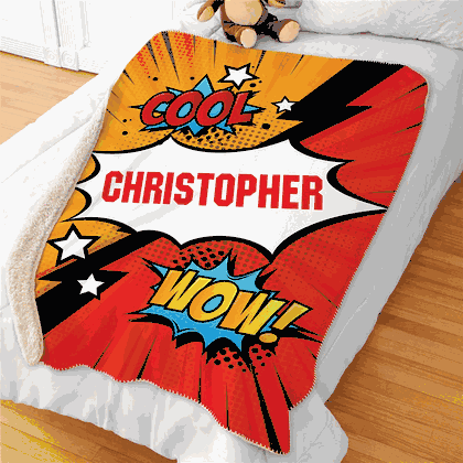 Personalized Comic Scene Sherpa Blanket