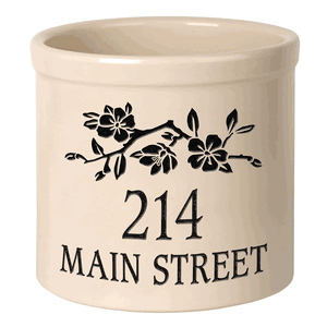 Personalized Dogwood Branch 2 Gallon Stoneware Crock