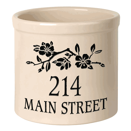 Personalized Dogwood Branch 2 Gallon Stoneware Crock