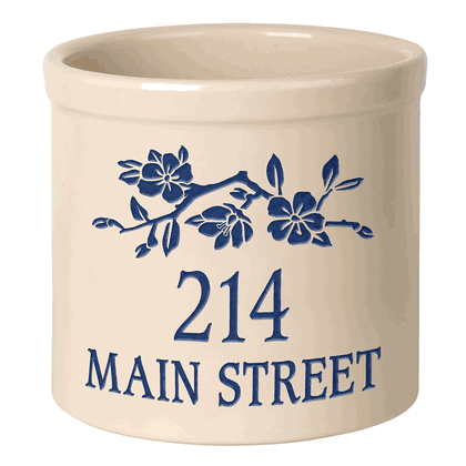 Personalized Dogwood Branch 2 Gallon Stoneware Crock