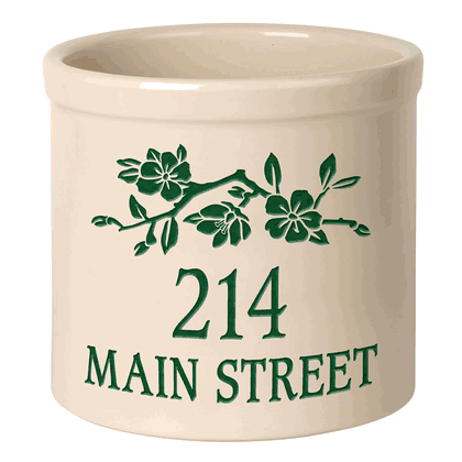 Personalized Dogwood Branch 2 Gallon Stoneware Crock