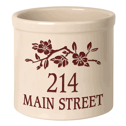 Personalized Dogwood Branch 2 Gallon Stoneware Crock