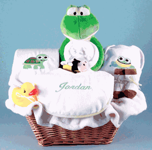 Personalized Frog and Pals Baby Gift Basket