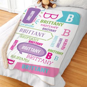 Personalized Girl Word Bubble Sherpa Blanket