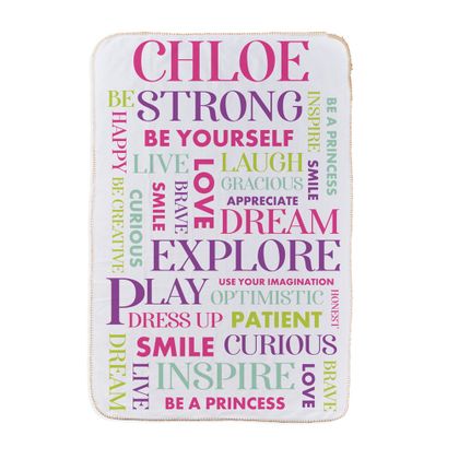 Personalized Girl Words Sherpa Blanket